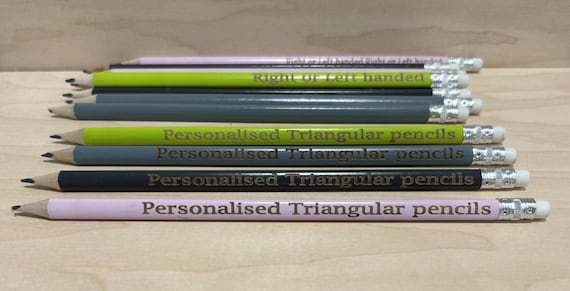 Personalised  HB pencils   Packs from 2 to 204 left or right handed Triangular