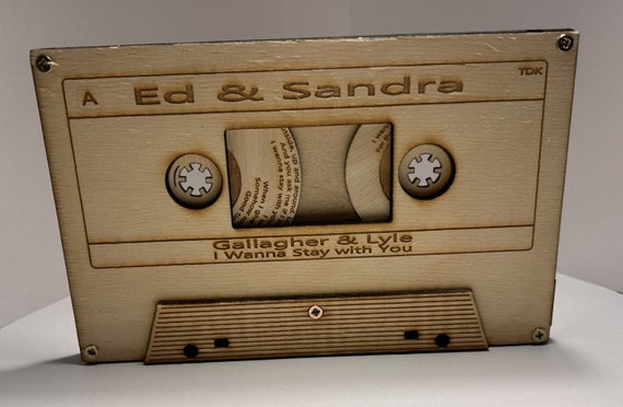 Retro Personalised wooden tape cassette, 70's & 80's Mixtape