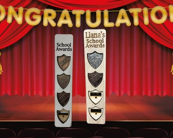 Personalised School Merit badge holder awards medals display