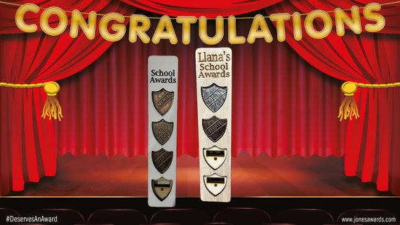 Personalised School Merit badge holder awards medals display