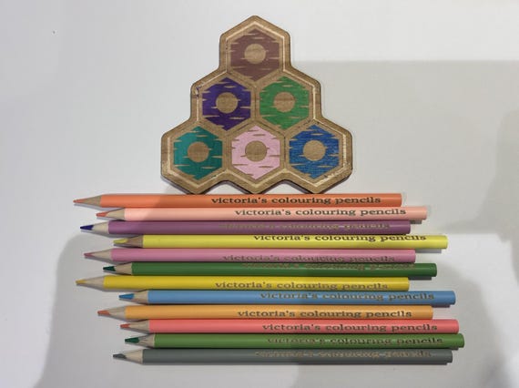 Personalised new soft coloured Wooden Colouring Pencils Personalised with name, birthday, back to school