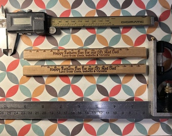 Personalised carpenter builder woodwork pencils with ruler
