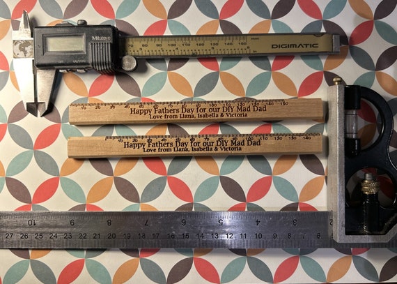 Personalised carpenter builder woodwork pencils with ruler