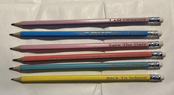 Pastel coloured  Personalised HB writing pencils packs of 6, 12, 24, 48 & 96 pack sizes