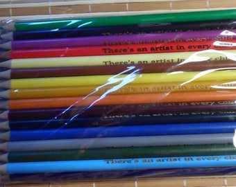 18 Wooden colouring Pencils personalised with name Christmas birthday