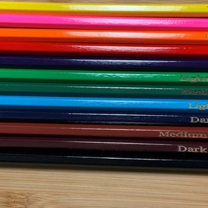 Bilingual Multi language colour blind pencils 21 languages Colour blind. Pencils engraved for Colour blind people can be personalised image 2