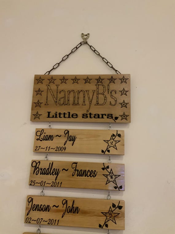 Personalised family tree hanging plaques handmade reclaimed timber upcycled