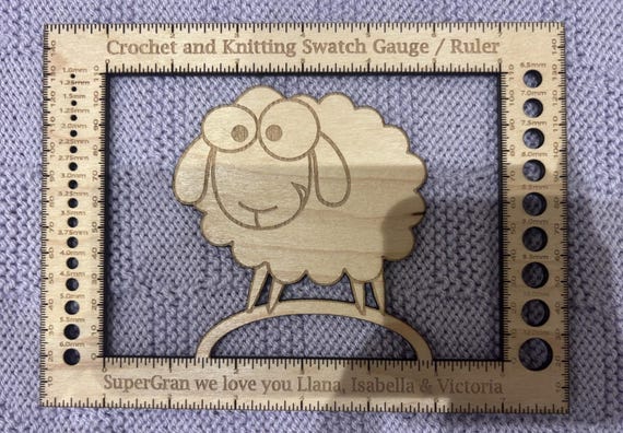 Personalised Knitting and crochet ruler tension ruler needle gauge