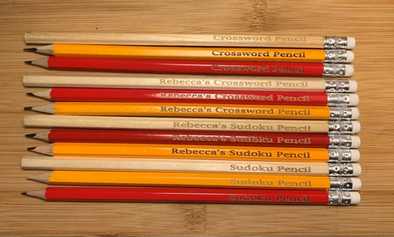 Sudoku Puzzle Pencils HB pack of 5 | Pencil Gift Set, Stocking Filler, Sudoku / crossword Engraved can be personalised