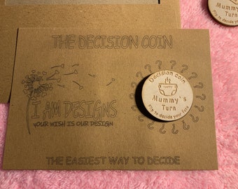 The personalised Decision coin engraved to suit you requirements, New parent decision flip coin-Baby shower gift- parent decision coin