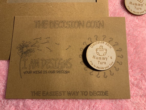 The personalised Decision coin engraved to suit you requirements, New parent decision flip coin-Baby shower gift- parent decision coin