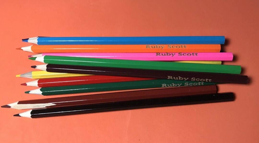 12 Wooden Colouring Pencils Personalised With Name Birthday Etsy UK
