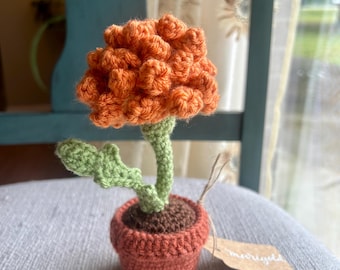Handmade Crochet Marigold Flower Desk Plant