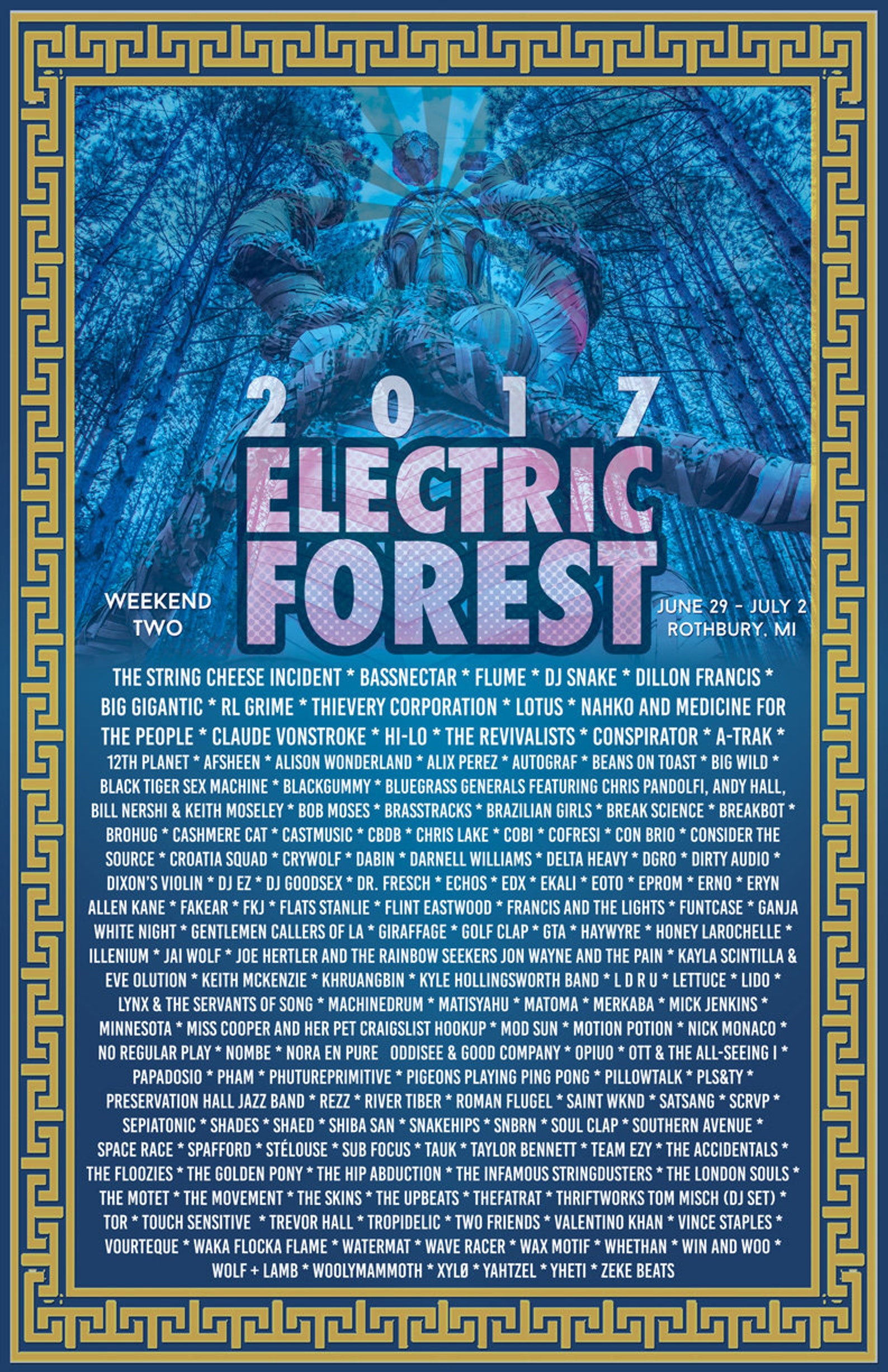 Electric Forest 2017 Lineup Poster Weekend 2 11 x 17 Etsy