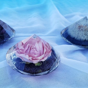 Diamant Resin Briefbeschwerer: Echte Rose Andenken, Home Office Decor