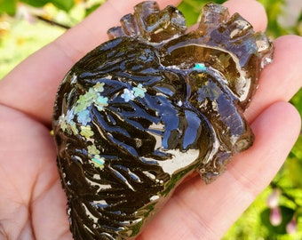 Pet Loss Memorial: Resin Heart Paperweight Keepsake with Ashes