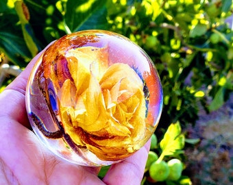 Flower Preservation Resin Sphere: Wedding Bouquet Keepsake, Memorial Art (2 1/4")