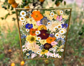 Flower Preservation, Pressed Flower Frame, Funeral Pressed Flowers, Hanging Frame. Wedding flowers.