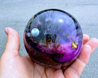 Galaxy Planets Sphere Resin Art, Resin Paperweight  Sphere, Memorial, Anniversary, Special Occasion,