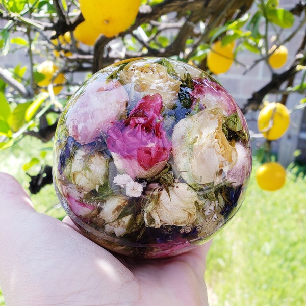 Preserved Wedding Flower Resin Sphere: Bridal Keepsake (4 inch)