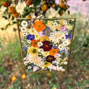 Flower Preservation, Pressed Flower Frame, Funeral Pressed Flowers, Hanging Frame. Wedding flowers.