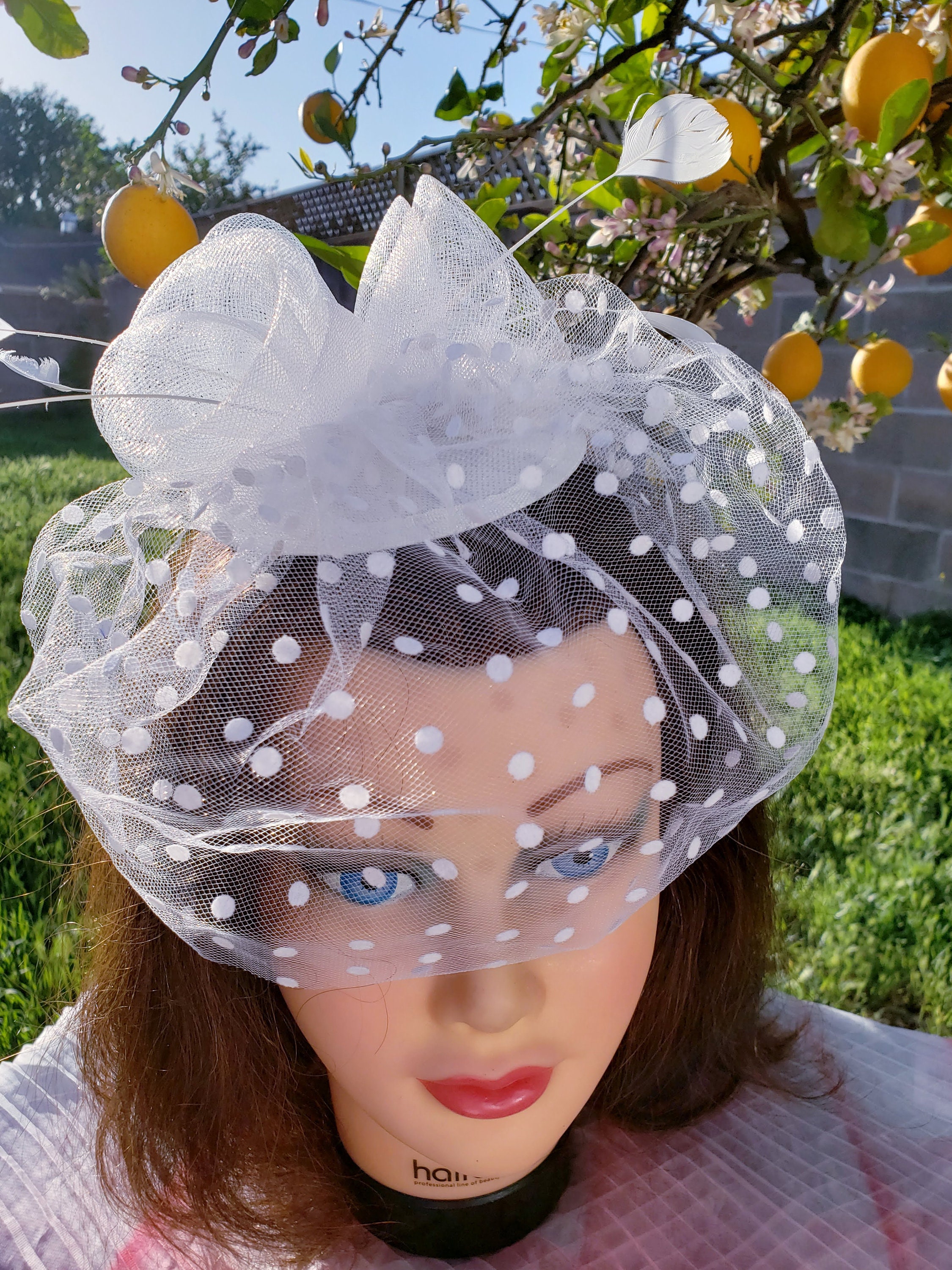 Fascinator Derby Hat Feather Tulle Headband Birdcage Veil Clip Birdcage veil hat fascinator Vintage 1940-50s Fascinator  main image 3