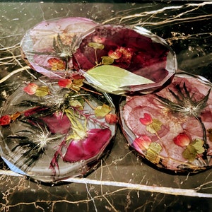 Wedding Flowers Preservation Coasters. Funeral flowers Preservation Resin Coaster Set.