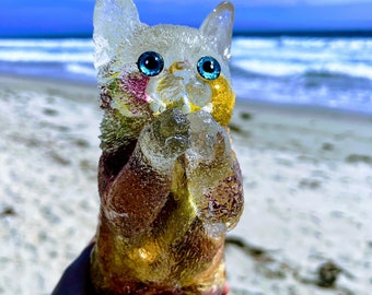 Pet Ashes Memorial Urn: Resin Cat Figurine, Custom Cremation Keepsake