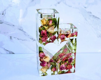 Funeral Flowers Heart Candle Holders Paperweights Keepsake. Preserved Rose Paperweight. Preserving Flowers Weddings.