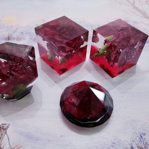Resin Red Carnations diamond crystal keepsake paperweight NATURAL GIFT. Carnation Paperweights. Home Office Deck Decor.Crystals