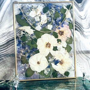 Wedding Bouquet Flowers.| Custom Floating Frame | Bridal Bouquet Preservation | Pressed and Framed Bouquet Keepsake