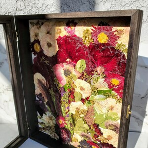 Custom Pressed Flowers Frame Bouquet Preservation, Wedding Bridal DRIED Flower, Wedding Funeral Pressed Flowers, Keepsake Hanging Shadow box