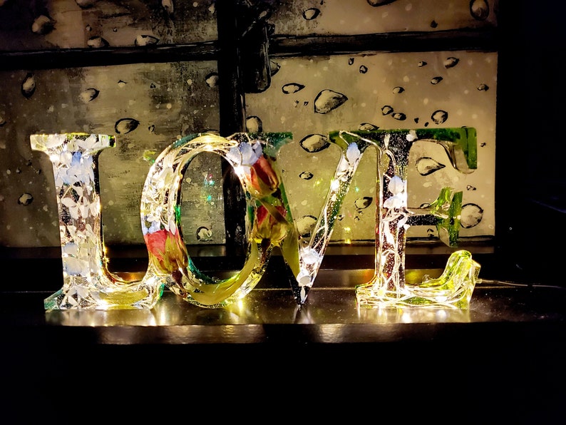 Preserving Wedding Flowers Petals in Resin Love Sign Keepsake Etsy