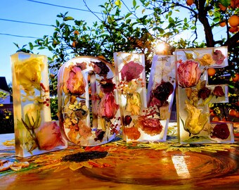 Resin Letter Set Wedding Flower Preservation, Custom Initials or Word Bouquet Keepsake