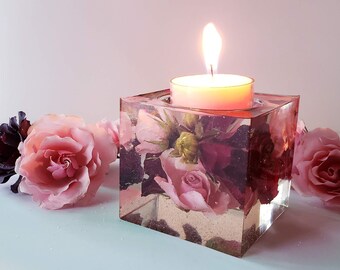 Preserved Bridal Bouquet Candle Holder Keepsake.Wedding Flowers Resin Paperweights.Wedding anniversary.