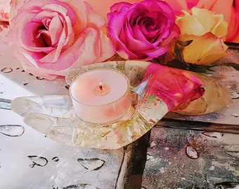 Custom Resin Flower Candle Holder: Funeral Keepsake Paperweight