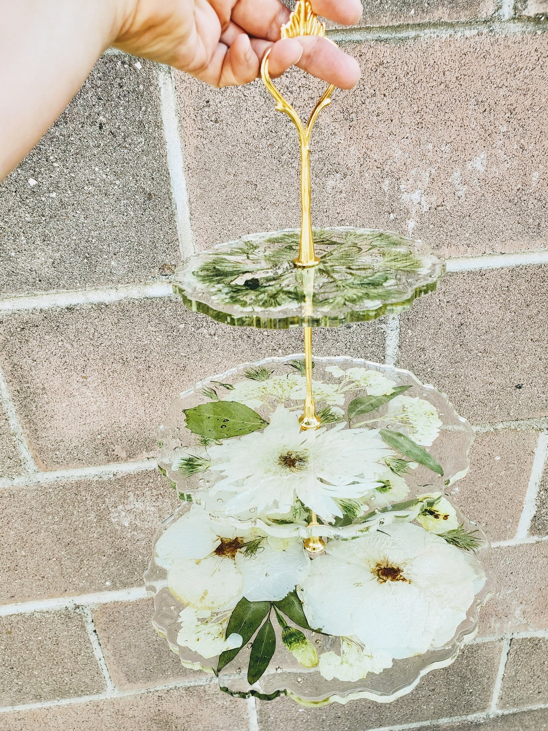 Preserved Wedding Bouquet Resin Cake Stand: Botanical Keepsake