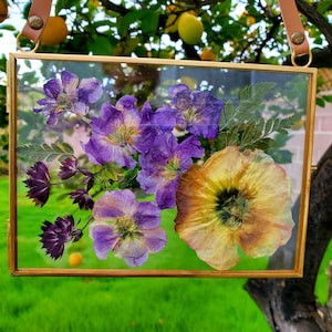 Custom Pressed Bridal/Bouquet Wall Hangings. Pressed flower frame, hanging terrarium,Wedding Funeral Flowers,double glass frame.