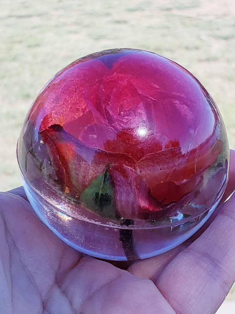 Red Rose Resin Orb Paperweight A Thoughtful Gift for a Loved Etsy