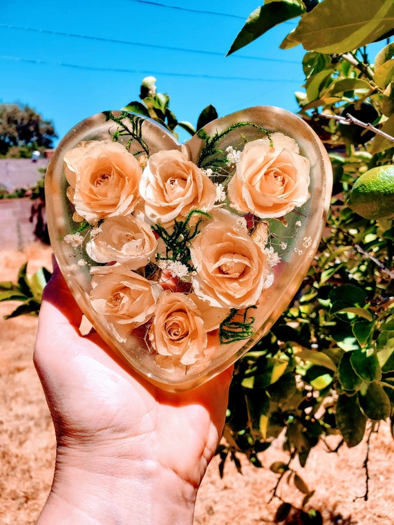 Preserved Wedding Flower Resin Heart: Bridal Bouquet Keepsake