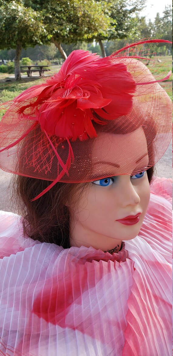 Feather Hair Clip Red Costume Accessory Feather Hair Clip Red Costume Accessory