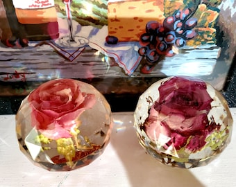 Funeral Flower Resin Keepsake: Faceted Sphere Memorial Paperweight