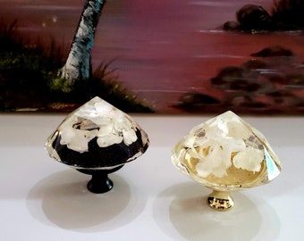 Resin Hydrangea Flower Knob: Diamond Cabinet Pull