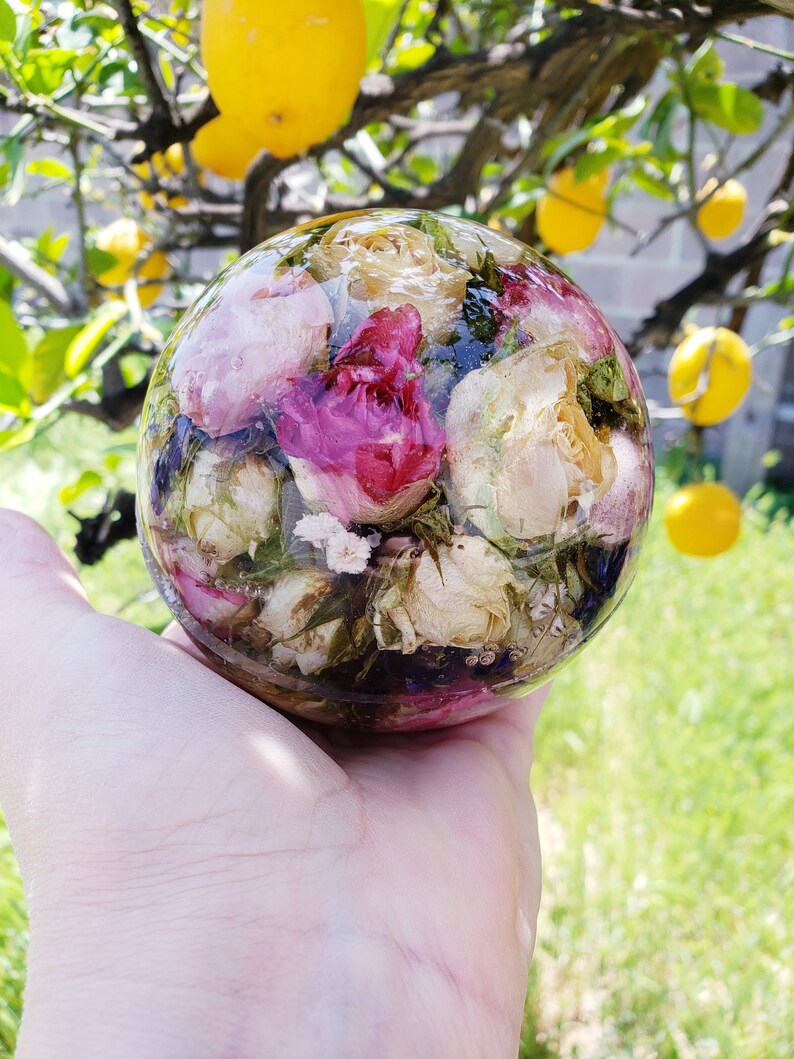 Extra Large Sphere Preserved Wedding Flowers Resin Round Globe Etsy