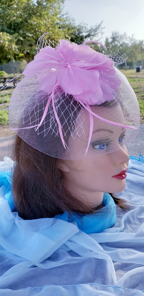 Women Net Feather Fascinator Headband Wedding Tea Party Derby Church Hat