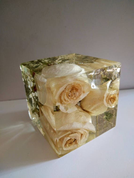 DIY Wedding Bouquet Keepsake Resin Cube Large Heart Flowers