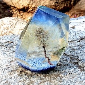 Dandelion crystal paperweight. Dandelion Paperweights. Flowers Preservation Gift.