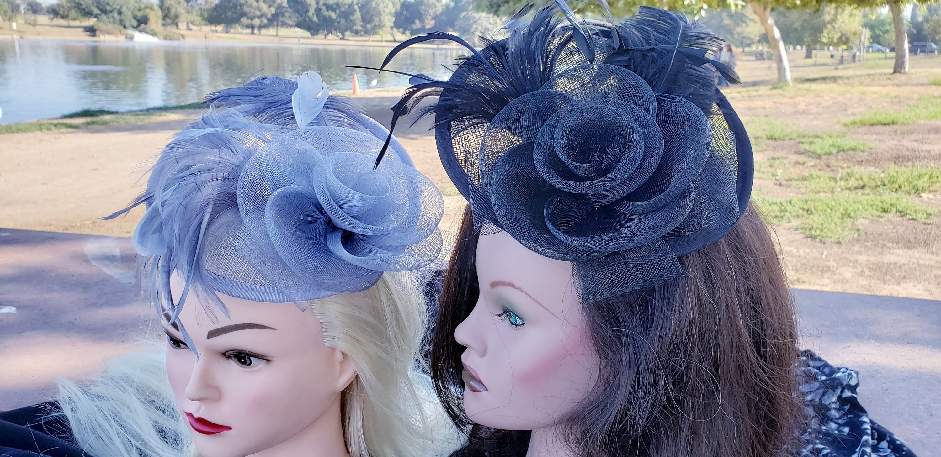 Sinamay Fascinator Hat with Feather Flower Derby Church Wedding Headband Clip Sinamay Fascinator Hat for Christmas Wedding Derby Party  main image 2