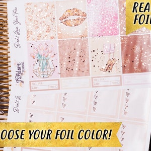 Love Story with Gold Foil ERIN CONDREN VERTICAL Weekly Decorative Sticker Set