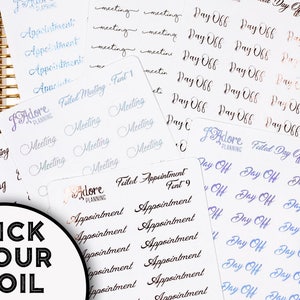 Foil Custom Words Planner Stickers, Foiled Functional Script for Erin Condren and Happy Planner